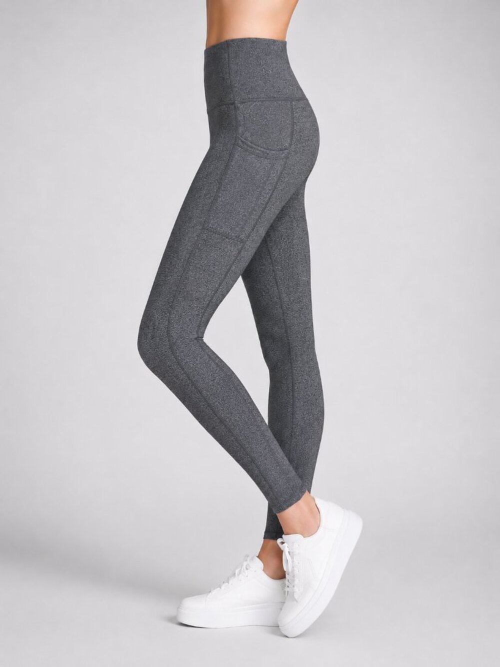 Skechers Dark Heather Gray Side Pocket Running Workout Leggings Size S